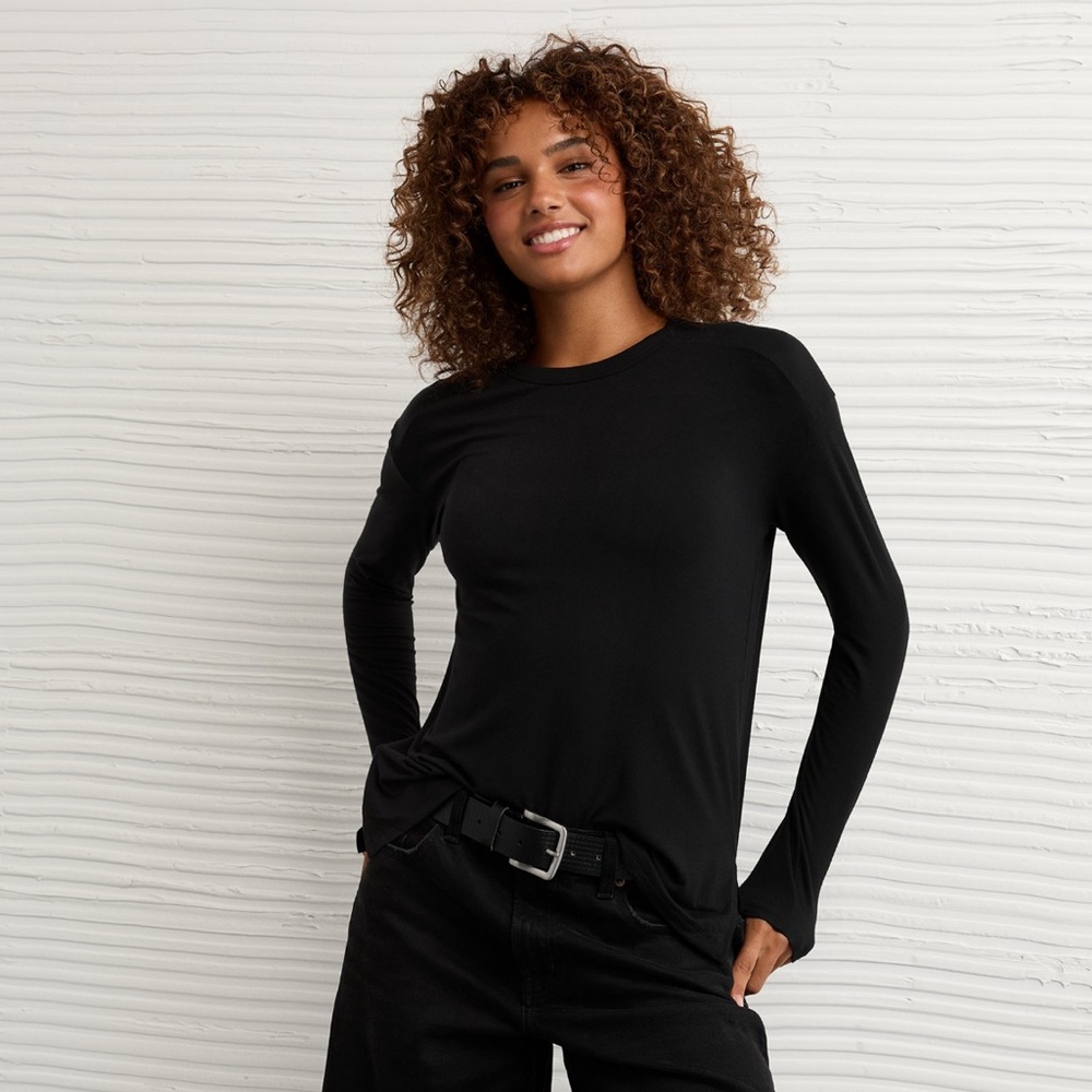 AE Soft & Sexy Long Sleeve T Shirt Size XL Black